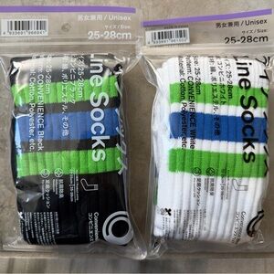 Family Mart Unisex Socks with Blue and Green Stripes (2 pairs) Japan